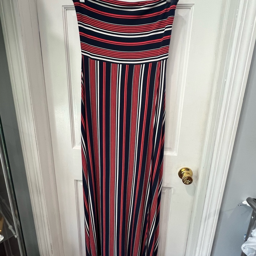 Banana Republic Striped Maxi Dress - Navy, Red, White